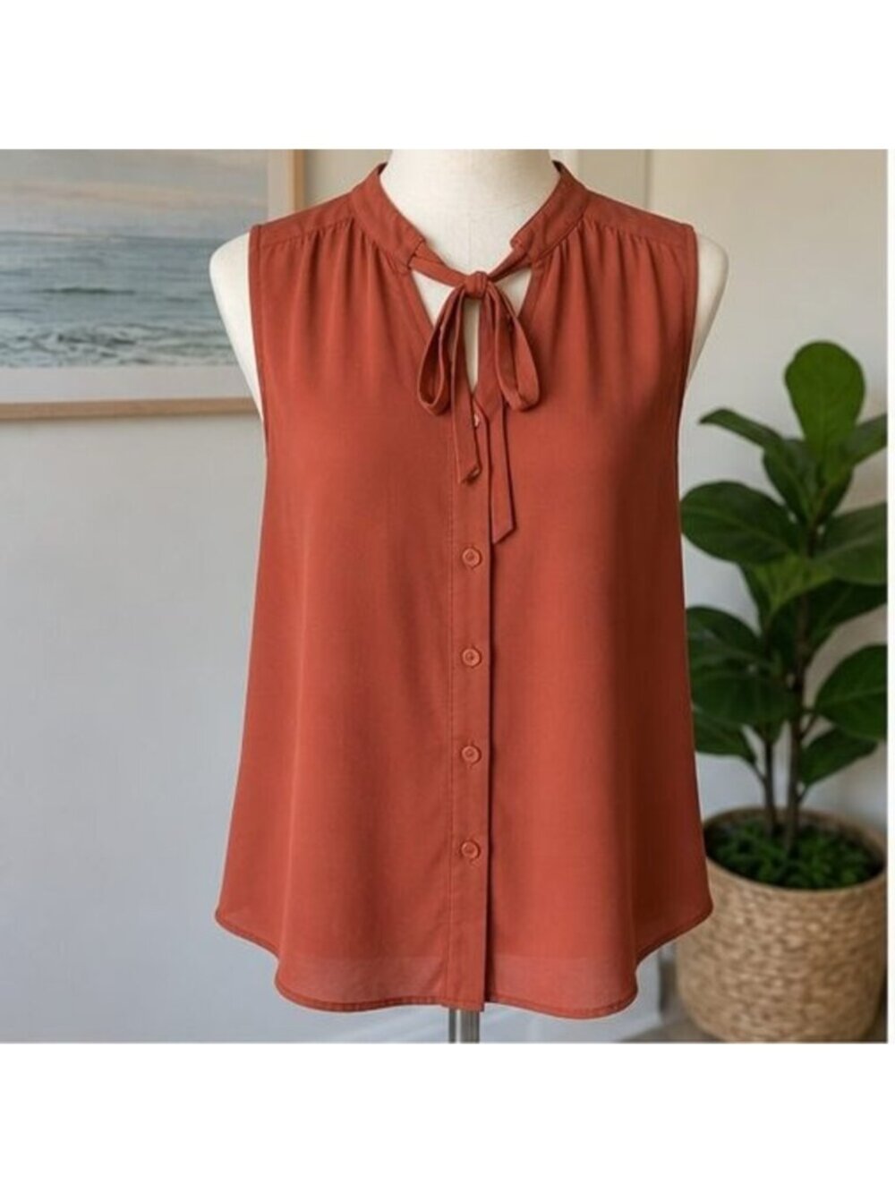 Rust Puff Sleeve Top - Picture 2 of 6